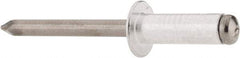 RivetKing - Size 88 Dome Head Aluminum Open End Blind Rivet - Steel Mandrel, 0.376" to 1/2" Grip, 1/2" Head Diam, 0.257" to 0.261" Hole Diam, 3/4" Length Under Head, 1/4" Body Diam - All Tool & Supply