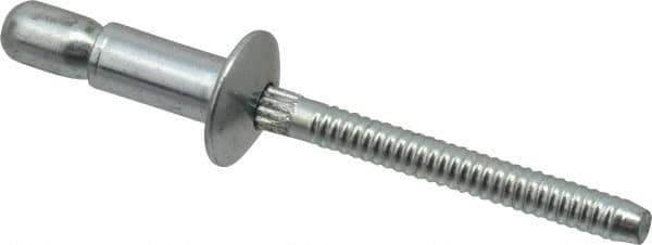 RivetKing - Size 64 Dome Head Steel Structural with Locking Stem Blind Rivet - Steel Mandrel, 0.062" to 0.27" Grip, 0.385" Head Diam, 0.194" to 0.204" Hole Diam, 0.415" Length Under Head, 3/16" Body Diam - All Tool & Supply