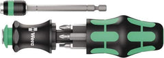 Wera - 8 Piece Bit Screwdriver - Phillips, Slotted, Square, with Storage - All Tool & Supply