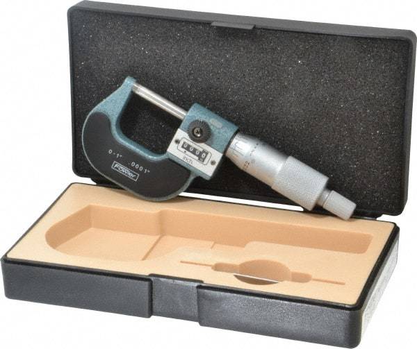 Fowler - 0 to 1" Range, 0.0001" Graduation, Mechanical Outside Micrometer - Ratchet Stop Thimble, Accurate to 0.0001", Digital Counter - All Tool & Supply