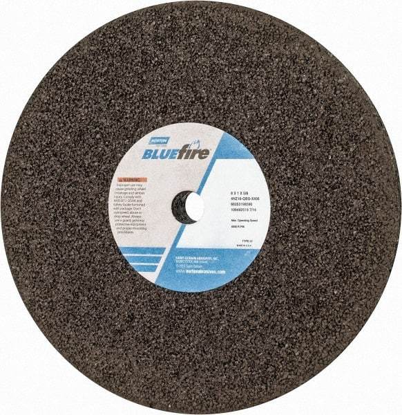 Norton - 8" Diam x 5/8" Hole x 1" Thick, Q Hardness, 16 Grit Surface Grinding Wheel - Zirconia Alumina, Type 1, Very Coarse Grade, 6,000 Max RPM, No Recess - All Tool & Supply