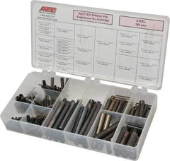 Made in USA - 300 Piece, 1/16 to 3/8" Pin Diam, Spring Pin Assortment - Steel - All Tool & Supply