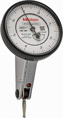 Mitutoyo - 0.016 Inch Range, 0.0001 Inch Dial Graduation, Horizontal Dial Test Indicator - 1.5748 Inch White Dial, 0-4-0 Dial Reading, Accurate to 0.0002 Inch - All Tool & Supply