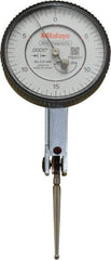 Mitutoyo - 0.06 Inch Range, 0.0005 Inch Dial Graduation, Horizontal Dial Test Indicator - 1.5748 Inch White Dial, 0-15-0 Dial Reading, Accurate to 0.0005 Inch - All Tool & Supply