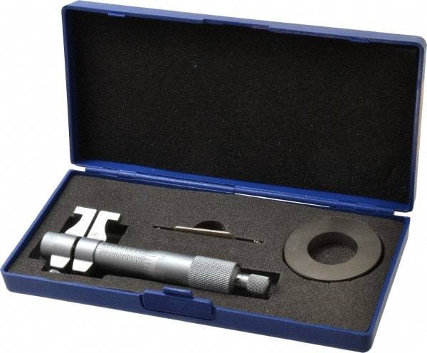 Fowler - 1 to 2 Inch Range, Satin Chrome Coated, Mechanical Inside Caliper Micrometer - 0.001 Inch Graduation, 0.0002 Inch Accuracy - All Tool & Supply