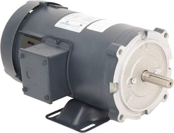 Leeson - 1 Max hp, 2,500 Max RPM, DC Electric AC DC Motor - 90 V Input, S56C Frame, 5/8" Shaft Diam, C-Face with Base Mount, TEFC Enclosure - All Tool & Supply