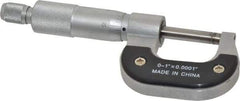 Value Collection - 0 to 1" Range, 0.0001" Graduation, Mechanical Outside Micrometer - Ratchet Stop Thimble - All Tool & Supply