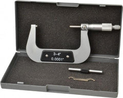 Value Collection - 3 to 4" Range, 0.0001" Graduation, Mechanical Outside Micrometer - Ratchet Stop Thimble - All Tool & Supply