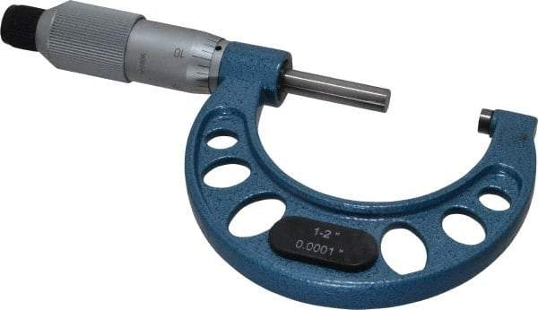 Fowler - 1 to 2" Range, 0.0001" Graduation, Mechanical Outside Micrometer - Friction Thimble, Accurate to 0.00015" - All Tool & Supply