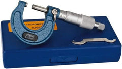 Fowler - Mechanical, 0 to 1 Inch Measurement, Baked Enamel Frame, Satin Chrome Graduations, Ball Anvil Micrometer - Accuracy up to 0.0001 Inch, 0.0001 Inch Graduation, Ratchet Stop Thimble - All Tool & Supply