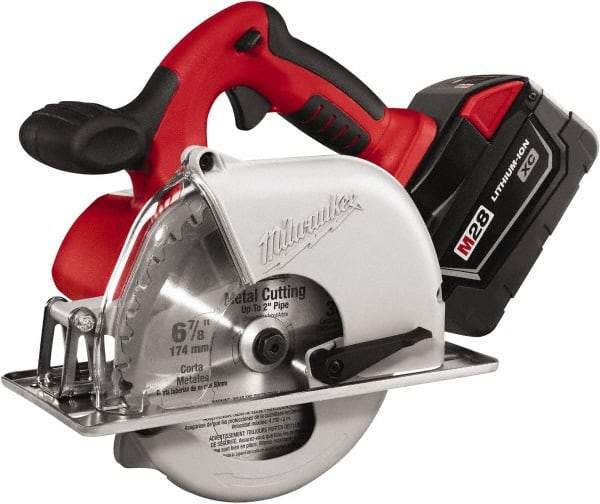 Milwaukee Tool - 28 Volt, 6-7/8" Blade, Cordless Circular Saw - 3,200 RPM, 2 Lithium-Ion Batteries Included - All Tool & Supply