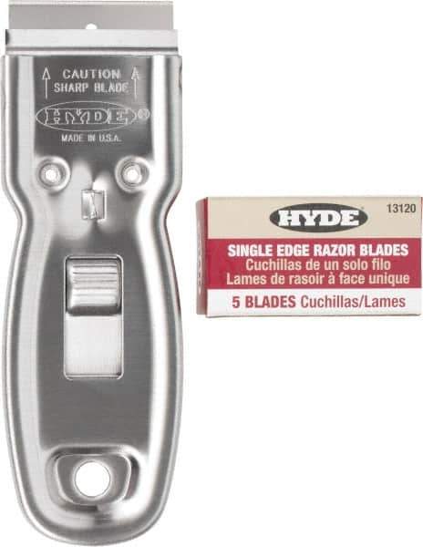 Hyde Tools - Stiff Carbon Steel 1-Edge Scraper Set - 1-1/2" Blade Width - All Tool & Supply