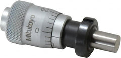 Mitutoyo - 1/4 Inch, 0.59 Inch Thimble, 6.35mm Diameter x 0.3543 Inch Long Spindle, Mechanical Micrometer Head - All Tool & Supply