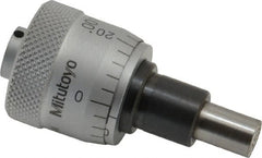 Mitutoyo - 1/4 Inch, 0.79 Inch Thimble, 6.35mm Diameter x 0.3543 Inch Long Spindle, Mechanical Micrometer Head - All Tool & Supply