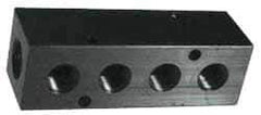 Made in USA - 3/8" Inlet, 1/4" Outlet Manifold - 6-3/4" Long x 1-1/4" Wide x 1-1/4" High, 0.2" Mount Hole, 2 Inlet Ports, 7 Outlet Ports - All Tool & Supply