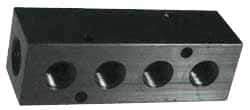 Made in USA - 3/8" Inlet, 1/8" Outlet Manifold - 7.62" Long x 1-1/4" Wide x 1-1/4" High, 0.2" Mount Hole, 2 Inlet Ports, 8 Outlet Ports - All Tool & Supply