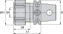 Kennametal - 0.02" to 13/32" Capacity, 120mm Projection, Modular Connection, ER16 Collet Chuck - 160mm OAL - Exact Industrial Supply