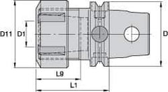 Kennametal - 0.02" to 13/32" Capacity, 120mm Projection, Modular Connection, ER16 Collet Chuck - 160mm OAL - Exact Industrial Supply