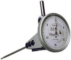 INTERAPID - 0.06 Inch Range, 0.0005 Inch Dial Graduation, Vertical Dial Test Indicator - 1-1/2 Inch White Dial, 0-15-0 Dial Reading - All Tool & Supply