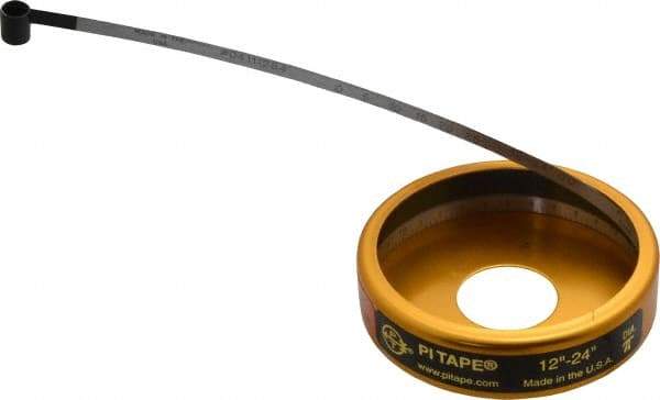 Made in USA - 0.001 Inch Graduation, 12 to 24 Inch Measurement, Spring Steel Diameter Tape Measure - 1/2 Inch Wide, 0.01 Inch Thick - All Tool & Supply