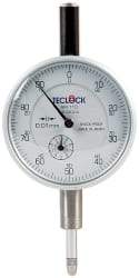 Teclock - 10mm Range, 0-100 Dial Reading, 0.01" Graduation Dial Drop Indicator - 2-11/64" Dial, 1" Range per Revolution, 0.015" Accuracy, Revolution Counter - All Tool & Supply