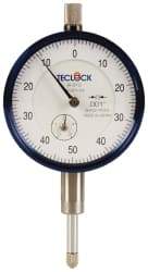 Teclock - 1/2" Range, 0-50-0 Dial Reading, 0.001" Graduation Dial Drop Indicator - 2-11/64" Dial, 0.1" Range per Revolution, 0.0009" Accuracy, Revolution Counter - All Tool & Supply