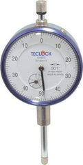 Teclock - 1" Range, 0-50-0 Dial Reading, 0.001" Graduation Dial Drop Indicator - 2-11/64" Dial, 0.1" Range per Revolution, 0.0014" Accuracy, Revolution Counter - All Tool & Supply