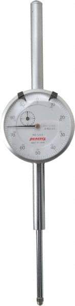 Peacock - 2" Range, 0-100 Dial Reading, 0.001" Graduation Dial Drop Indicator - 2-3/64" Dial, 0.005" Accuracy, Revolution Counter - All Tool & Supply