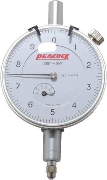 Peacock - 0.05" Range, 0-10 Dial Reading, 0.0001" Graduation Dial Drop Indicator - 2-3/64" Dial, 0.0003" Accuracy, Revolution Counter - All Tool & Supply