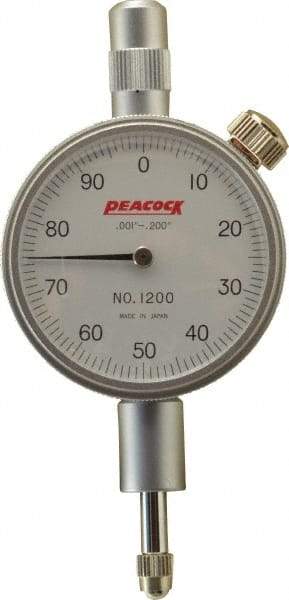 Peacock - 0.2" Range, 0-100 Dial Reading, 0.001" Graduation Dial Drop Indicator - 1-37/64" Dial, 0.001" Accuracy - All Tool & Supply