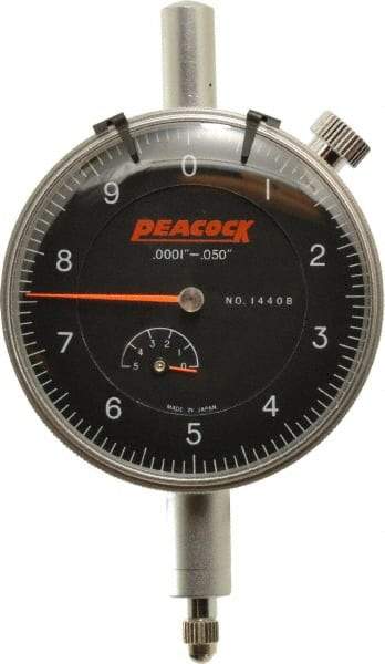 Peacock - 0.05" Range, 0-10 Dial Reading, 0.0001" Graduation Dial Drop Indicator - 2-3/64" Dial, 0.0003" Accuracy, Revolution Counter - All Tool & Supply