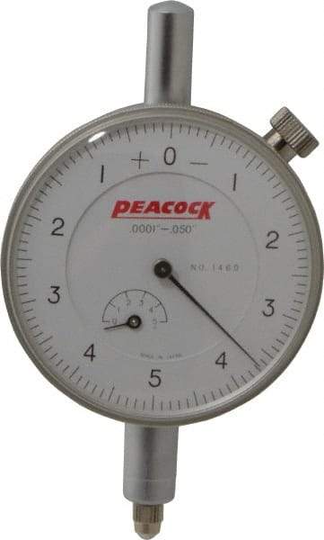 Peacock - 0.05" Range, 0-5-0 Dial Reading, 0.0001" Graduation Dial Drop Indicator - 2-3/64" Dial, 0.0003" Accuracy, Revolution Counter - All Tool & Supply