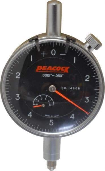 Peacock - 0.05" Range, 0-5-0 Dial Reading, 0.0001" Graduation Dial Drop Indicator - 2-3/64" Dial, 0.0003" Accuracy, Revolution Counter - All Tool & Supply