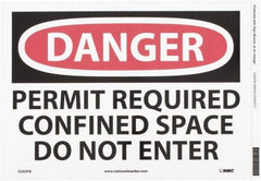 NMC - "Danger - Permit Required - Confined Space - Do Not Enter", 10" Long x 14" Wide, Pressure-Sensitive Vinyl Safety Sign - Rectangle, 0.004" Thick, Use for Accident Prevention - All Tool & Supply