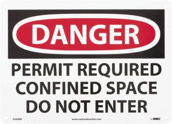 NMC - "Danger - Permit Required - Confined Space - Do Not Enter", 10" Long x 14" Wide, Rigid Plastic Safety Sign - Rectangle, 0.05" Thick, Use for Accident Prevention - All Tool & Supply