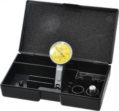 Mahr - 0.4 mm Range, 0.01 mm Dial Graduation, Horizontal Dial Test Indicator - 27.5 mm Yellow Dial, 0-40-0 Dial Reading - All Tool & Supply