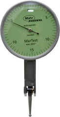 Mahr - 0.015 Inch Range, 0.0005 Inch Dial Graduation, Horizontal Dial Test Indicator - 1-1/2 Inch Green Dial, 0-15-0 Dial Reading - All Tool & Supply