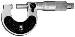 Mahr - 0 to 25mm Range, 0.01mm Graduation, Mechanical Outside Micrometer - Ratchet Stop Thimble, Accurate to 4µm - All Tool & Supply