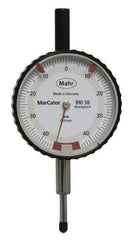 Mahr - 0.8mm Range, 0-45-0 Dial Reading, 0.01mm Graduation Dial Drop Indicator - 50mm Dial, 0.01mm Range per Revolution - All Tool & Supply