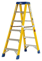 Made in USA - 7 Steps, 16 Ft. High, Type IA Rating, Fiberglass Step Ladder - All Tool & Supply