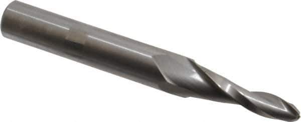 Onsrud - 1/4" Cutting Diam x 1-3/8" Length of Cut, 2 Flute, Upcut Spiral Router Bit - Uncoated, Right Hand Cut, Solid Carbide, 4" OAL x 1/2" Shank Diam, Ball End Taper - All Tool & Supply