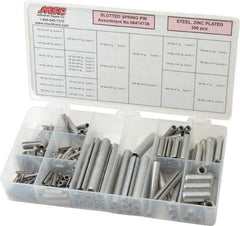 Made in USA - 300 Piece, 1/16 to 3/8" Pin Diam, Spring Pin Assortment - Zinc, Zinc Plated - All Tool & Supply