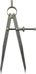 Value Collection - 6 Inch Leg, Spring Joint, Steel, Polished, Divider - 6 Inch Max Measurement, 150mm Max Measurement, Flat Leg with Quick Nut Adjustment - All Tool & Supply