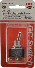 GC/Waldom - SPDT Heavy Duty On-On Toggle Switch - Screw Terminal, Bat Handle Actuator, 3/4 hp at 125/250 VAC hp, 277 VAC - All Tool & Supply