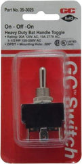 GC/Waldom - DPDT Heavy Duty On-Off-On Toggle Switch - Quick Connect Terminal , Bat Handle Actuator, 1-1/2 hp at 125/250 VAC hp, 277 VAC - All Tool & Supply