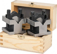 Value Collection - 1-3/16" Max Capacity, 90° Angle, Hardened Steel V-Block - 2-3/8" Long x 2-3/8" Wide x 2" High, Sold as 2 Block Set - All Tool & Supply