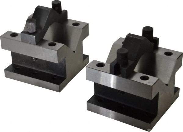 Value Collection - 2-9/16" Max Capacity, 90° Angle, Hardened Steel V-Block - 4-1/8" Long x 4-1/8" Wide x 3-1/16" High, Sold as 2 Block Set - All Tool & Supply