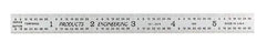 PEC Tools - 6" Long, 1/100, 1/64, 1/50, 1/32" Graduation, Flexible Steel Rule - 16R Graduation Style, 1/2" Wide, Silver, Satin Chrome Finish - All Tool & Supply