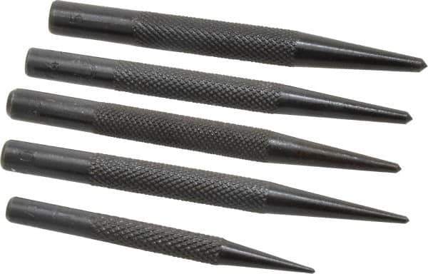 Value Collection - 5 Piece, 1/16 to 5/32", Center Punch Set - Round Shank, Comes in Vinyl Pouch - All Tool & Supply