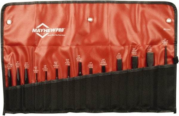 Mayhew - 14 Piece Punch & Chisel Set - 1/4 to 3/4" Chisel, 3/32 to 3/8" Punch, Round Shank - All Tool & Supply